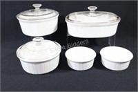 Corning Ware Oval & Round French White Casserole