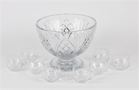 Crystal Punch Bowl with 8 Cups