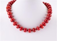 Red Coral Necklace w/ 14K Gold Clasp