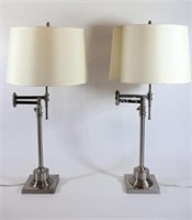 Brushed Stainless Swing Arm Table Lamps