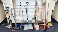 Large group of lawn and garden tools.