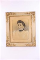 Victorian Material & Wood Frame LARGE Photograph