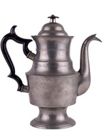 Circa 1825 Early Danfourth Pewter Coffee Pot