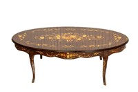 Inlaid and Lacquered Oval Coffee Table