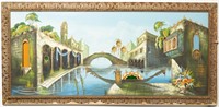 Marco Large Framed Venice Scene Painting w/ Light