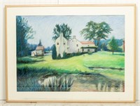 S. Curtin Pastel of Chester Springs Farmhouse