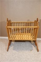 Vintage Swinging Bassinet Pine Wood Crib,Separates
