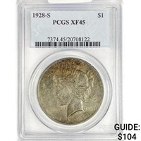 1928-S Silver Peace Dollar PCGS XF45