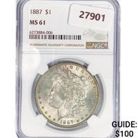 1887 Morgan Silver Dollar NGC MS61