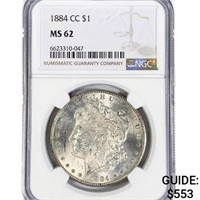 1884-CC Morgan Silver Dollar NGC MS62