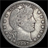 1907-S Barber Quarter NICELY CIRCULATED