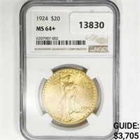 1924 $20 Gold Double Eagle NGC MS64+