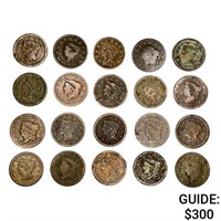 1816-1856 US Large Cents (20 Coins)