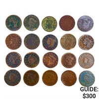 1817-1856 US Large Cents (20 Coins)