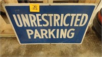 Unrestricted Parking Metal Sign