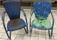 Blue metal chairs