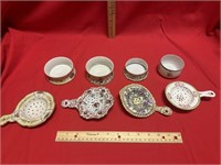 Porcelain tea, strainer with bowl sets, hand