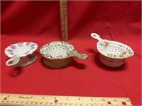 Porcelain tea, strainer and bowl sets hand