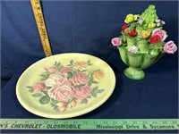 Decorative plate and flower decoration