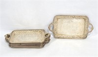 6 Pcs Antique Iranian Small Silver Trays