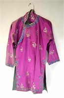 Chinese Purple Ground Silk Embroidered Lady Robe