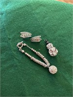 Silver clip earrings, silver