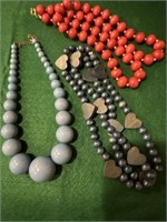 Three pair of beaded necklaces