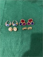 Four pair of pierced earrings