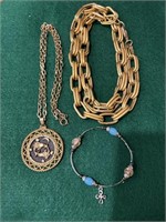 Gold long necklace with