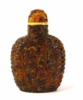 Chinese Carved Amber Snuff Bottle