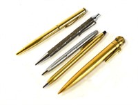Lot of Five Silver or Gold Plated Pens