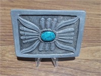 Vintage Belt Buckle With Turquoise Stone