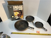 3 Piece Set Lodge Cast Iron Pans