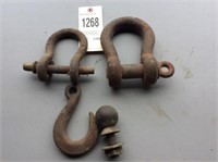 2 Clevis, hook, & hitch ball (looks to be 1 7/8)