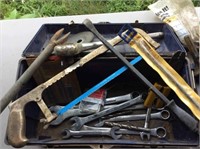Group of various tools & plastic tool box  (3/4”