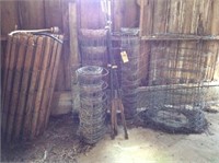 Group of fencing & 4 iron posts