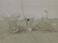 7" Crystal vase, has chip, 6" Lenox Crystal vase