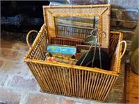 Woven Bamboo Style Basket & Contents