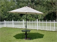 Outdoor Glass Top Table & Umbrella