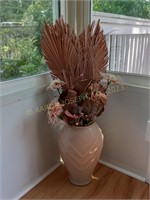 16" Salmon Pink Vase and Artificial Arrangement