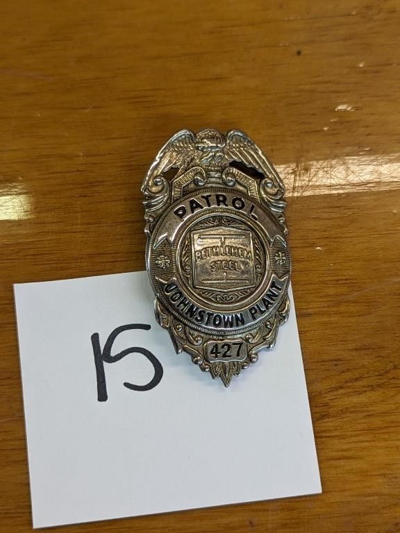 Bethlehem Steel Johnstown, PA Patrolman Badge