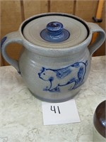 Rowe Pottery Pig Crock with Lid