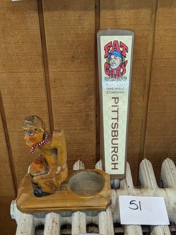 Pittsburgh Brewing Tap Handle & Carved Item