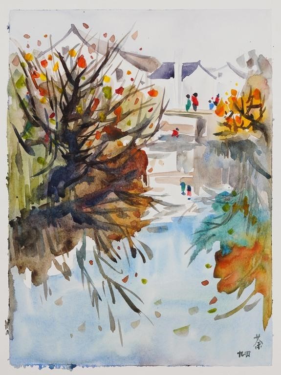 WU GUANZHONG (1919-2010), WATERCOLOR ON PAPER