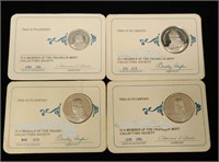 (4) Sterling Franklin Mint Collector Society Coins