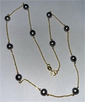 14kt gold and Tahitian pearl necklace