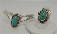 Sterling Silver &Turquoise Bracelet & Ring