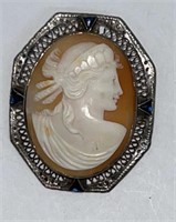 Sterling shell carved cameo