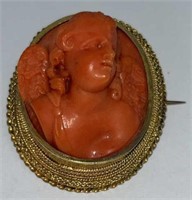 Gold and Coral Cameo