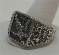 Sterling Silver Eagle Motif Men's Ring
